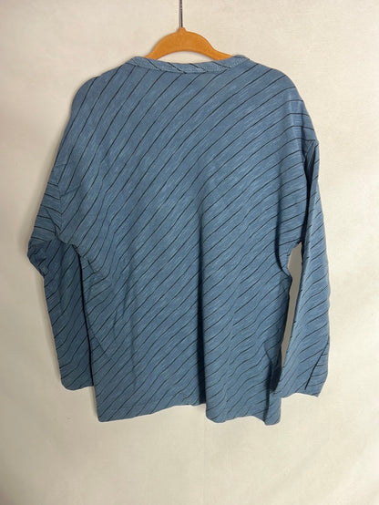 ZARA. Camiseta manga larga azul rayas. T 4-5 años