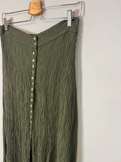 OTRAS. Falda larga verde textura. T M