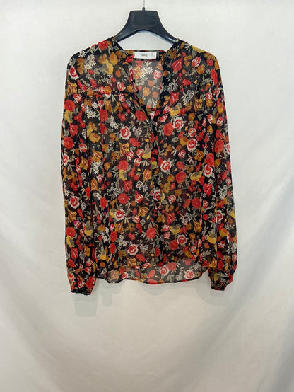 MANGO. Transparent TS flower shirt