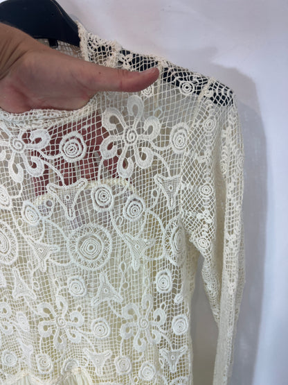 OTRAS. Vestido largo doble textura crudo. T XS