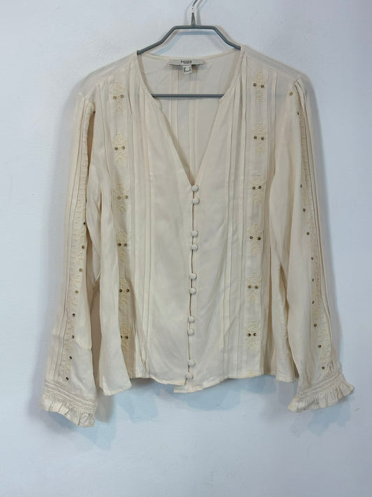 INTROPIA. Blusa beige fluida bordados
