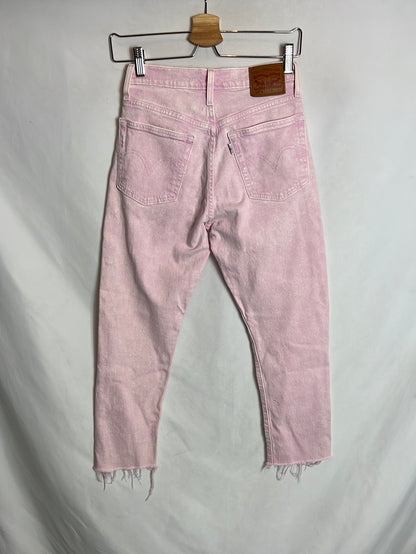 LEVI´S. Pantalón vaquero rosa efecto desgastado 501. T 24 (34)