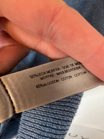 UTERQÜE. Top azul algodón y seda. T M