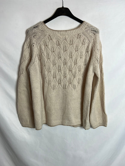 MI CANESÚ. Rebeca beige detalles dorados. T P(S/M)