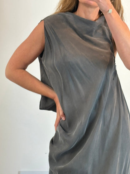 LANVIN. Vestido gris midi T.38