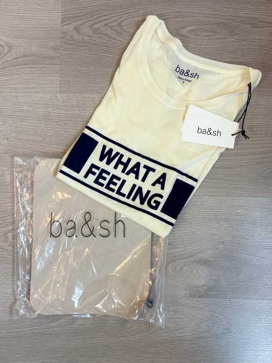 BA&SH. Camiseta color crudo letras azules