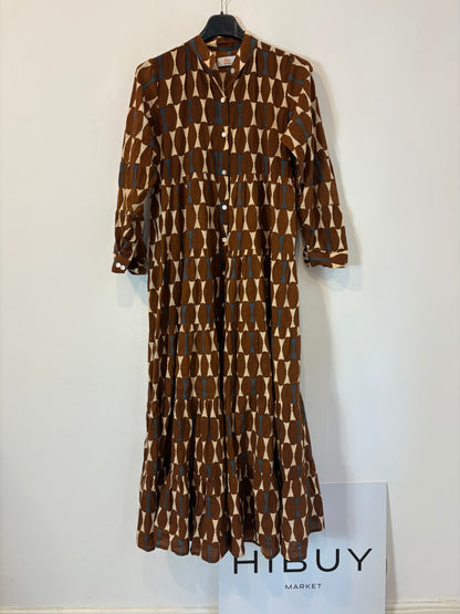 NUTKA STUDIOS. Brown printed long dress. TS