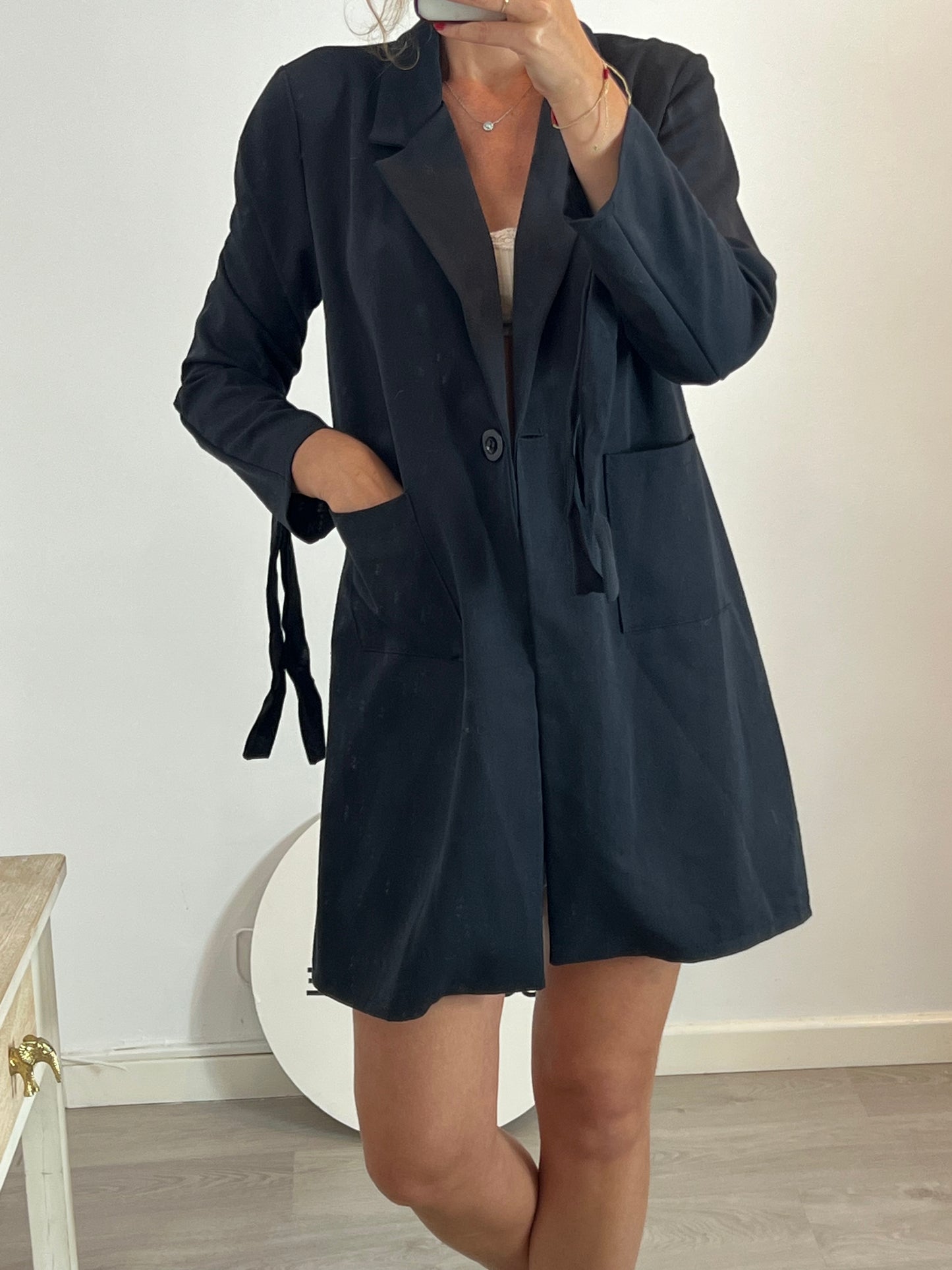 VALENTINA. Long black jacket Tl