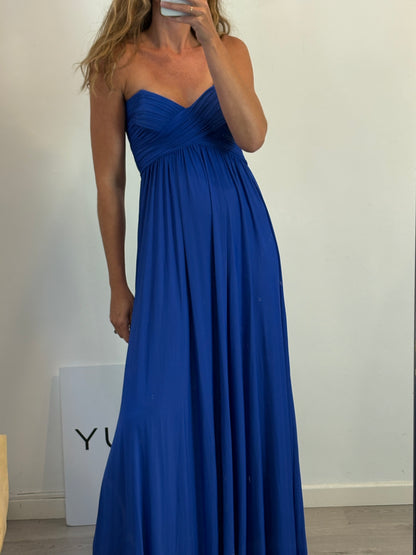 ANAMARIA COUTURE. Vestido max azul klein