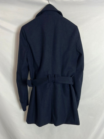 STRADIVARIUS. Abrigo azul paño. T S