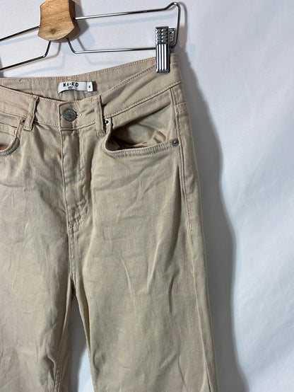 NA-KD. Pantalón denim beige T.38