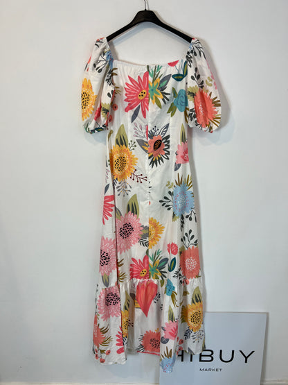 OTRAS. Vestido largo blanco flores Tu(m/l)