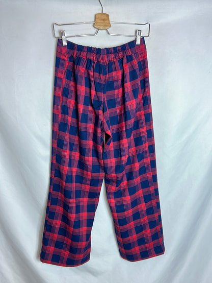 MAU LOA. Wide-legged blue and red checked trousers. TL (M)