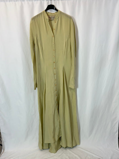 CORTANA. Vestido largo beige abotonado. T 38