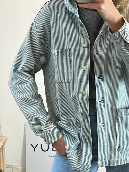 PULL&amp;BEAR. Striped jacket with pockets. TS