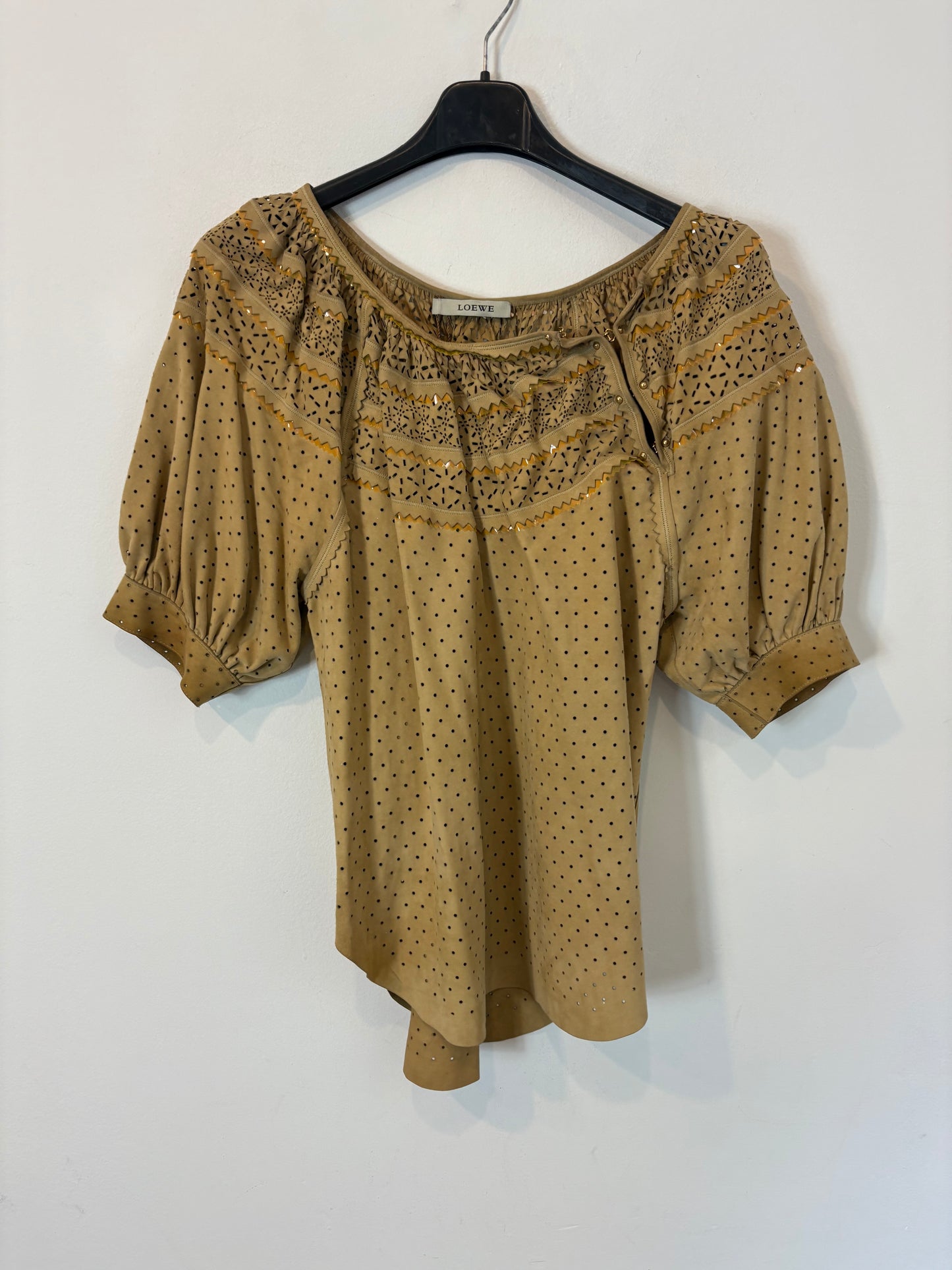 LOEWE. Leather top with neckline detail. Size 36