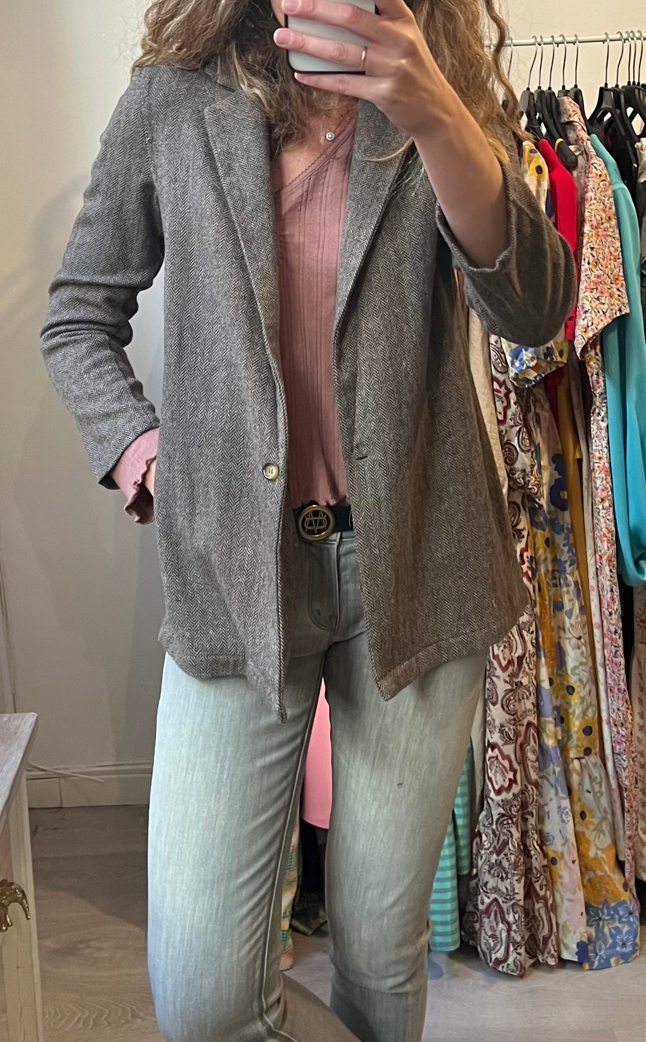 NICOLI. Blazer espiga marrón T.m