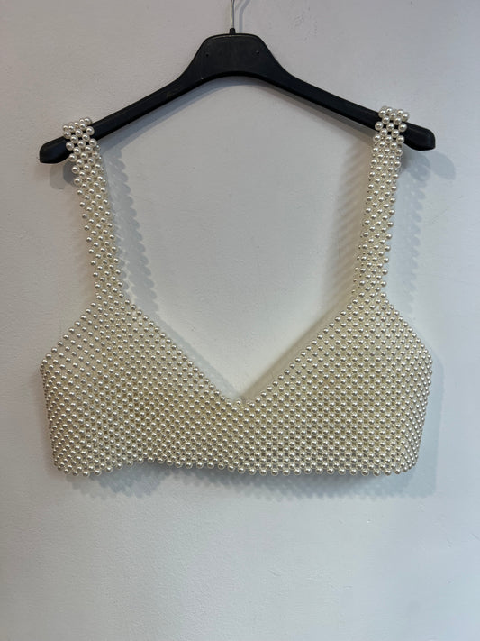 OTRAS. Crop top perlas. T S/M