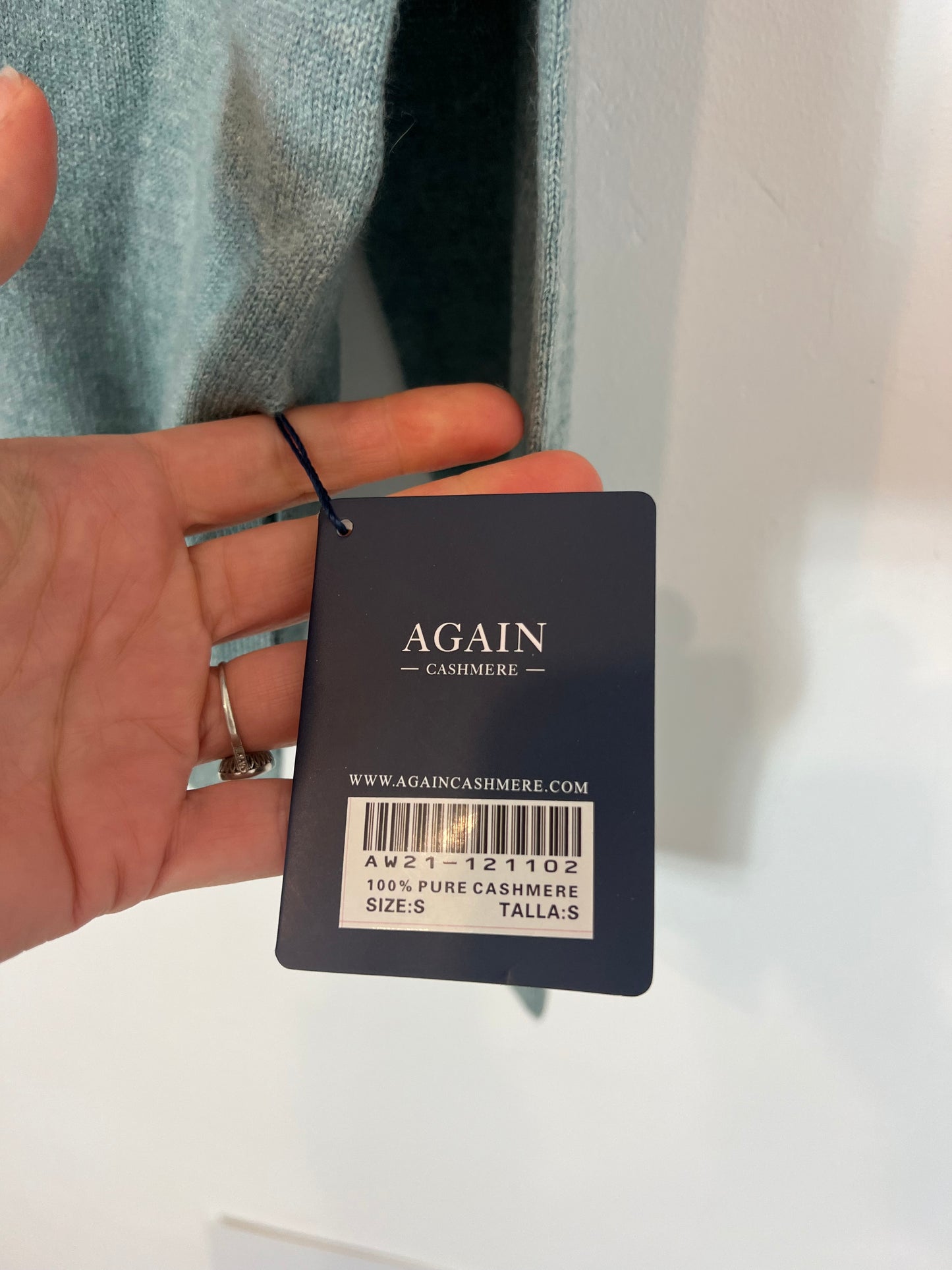 AGAIN CASHMERE. Jersey azul claro jaspeado cashmere. T S