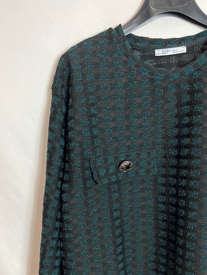 ZARA. Textured checkered top Tm