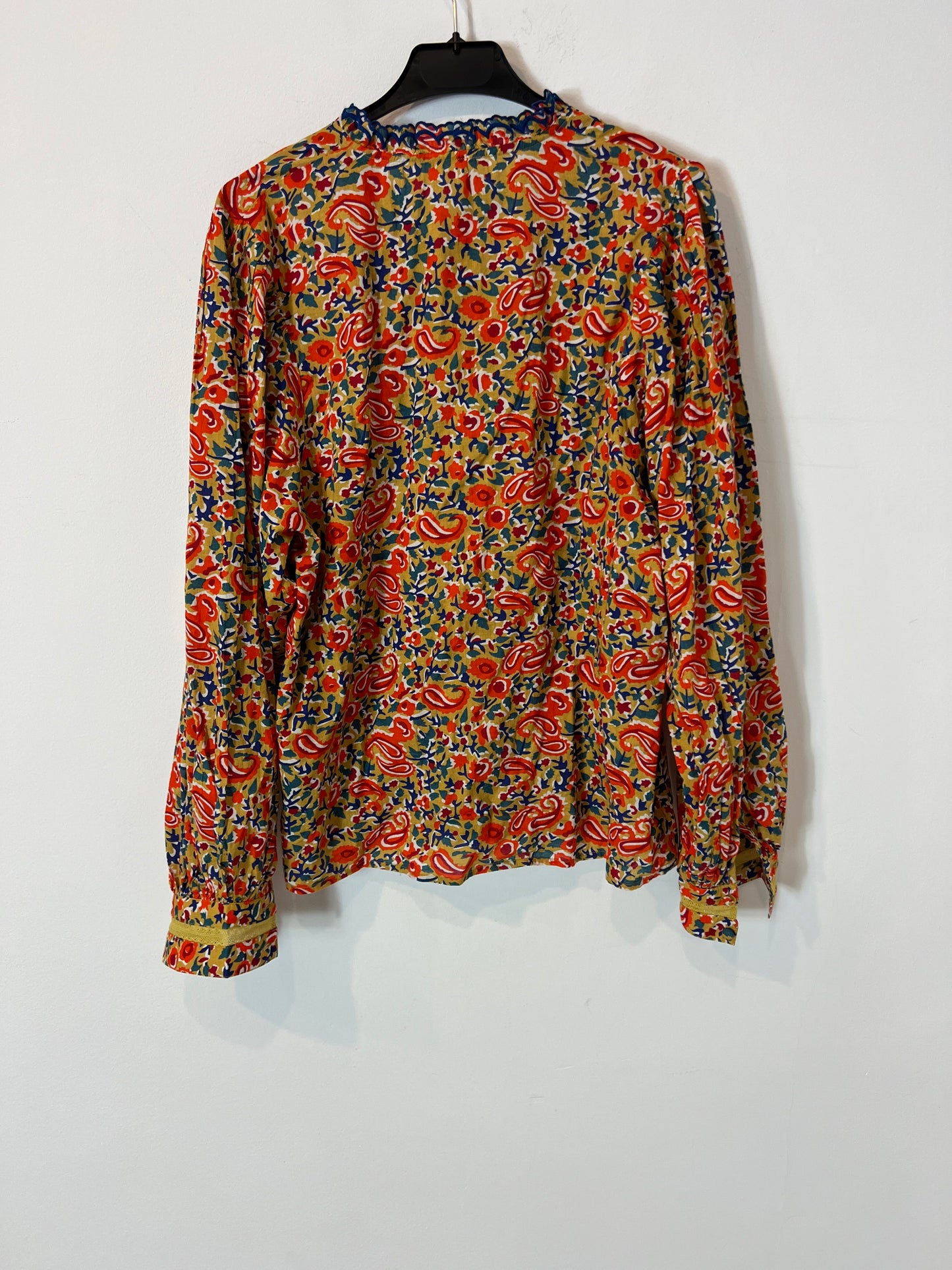 SEZANE. Orange print blouse, size 40