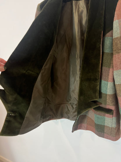 BYAN. Blazer cuadros lana con detalles en terciopelo. T S