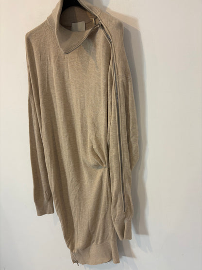 ISABEL MARANT. Vestido corto punto beige cremalleras
