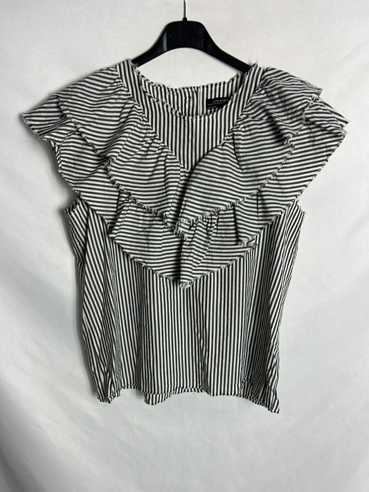 ZARA. Striped top with ruffles. Size XS (s/m)