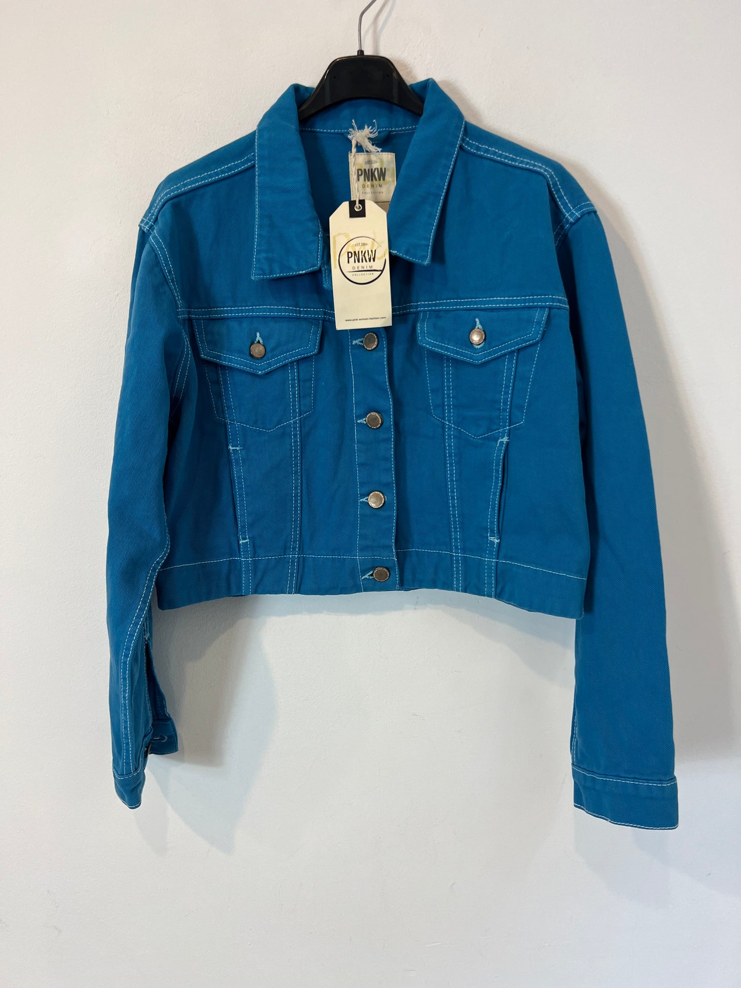 PINK WOMAN. Cazadora denim azul costuras (2 tallas disponibles)