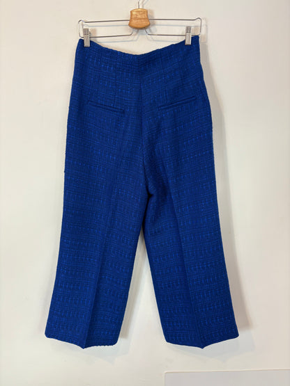 ZARA. Pantalón azul tweed