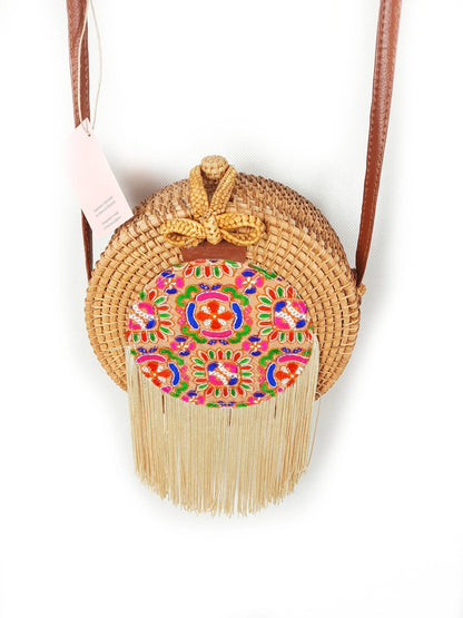 ANSA PER ANSA MENORCA.Bolso mimbre redondo