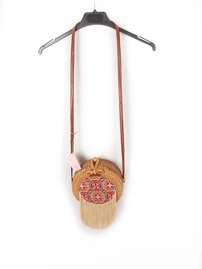 ANSA PER ANSA MENORCA.Bolso mimbre redondo