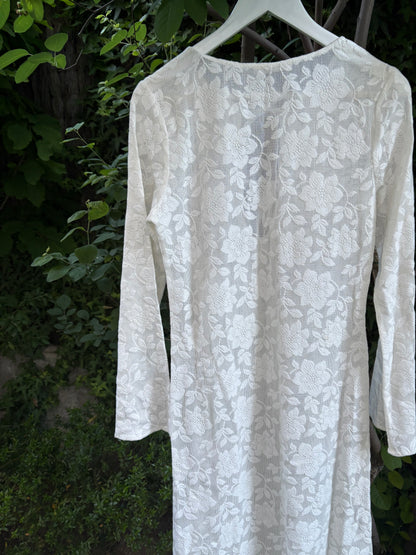 ZARA HOME. Vestido largo blanco calado