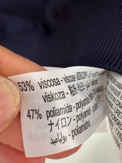 ZARA. Top azul punto  elástico detalle