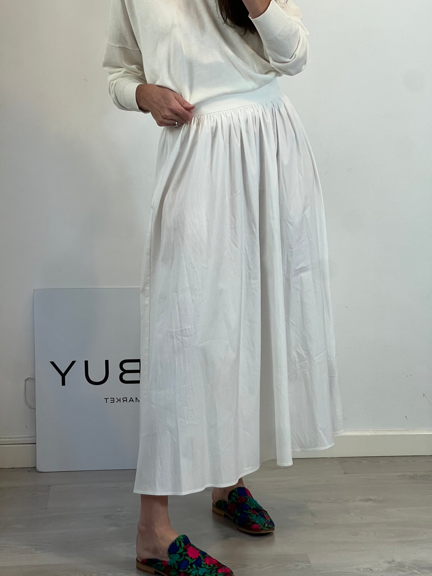 MANGO. Falda blanca evasé