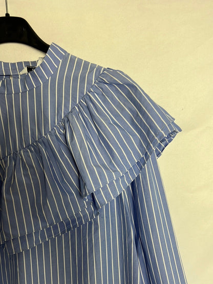 &OTHER STORIES. Blusa azul rayas volante. T 38
