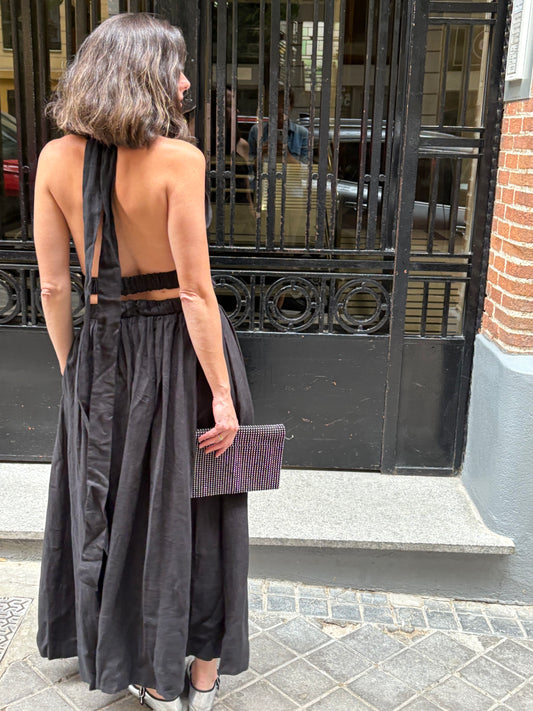 MR MOOD. Long linen halter dress. TS