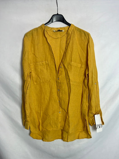 ZARA. Mustard Linen Blouse. TM