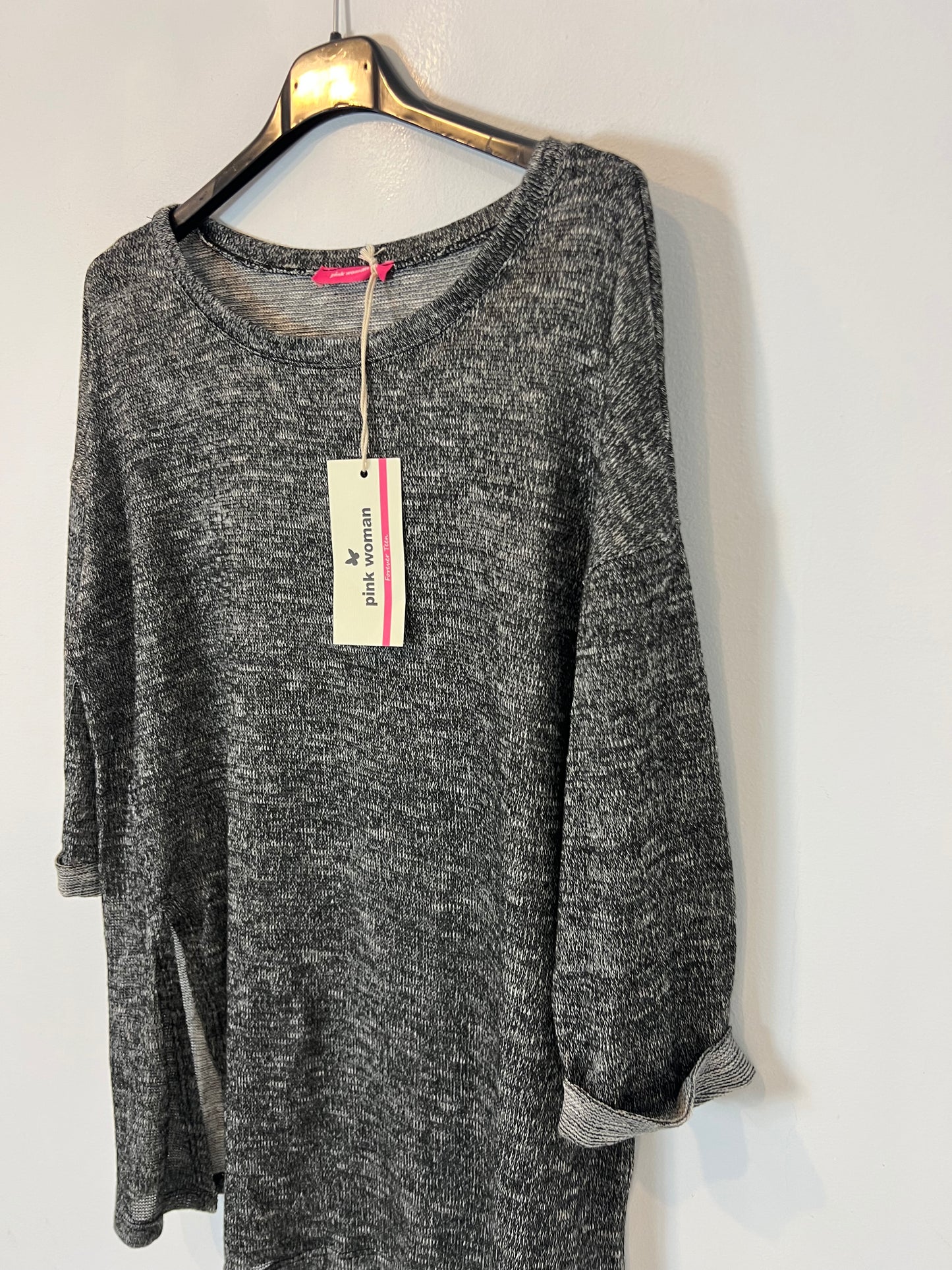 PINK WOMAN. jersey fino gris jaspeado T.l