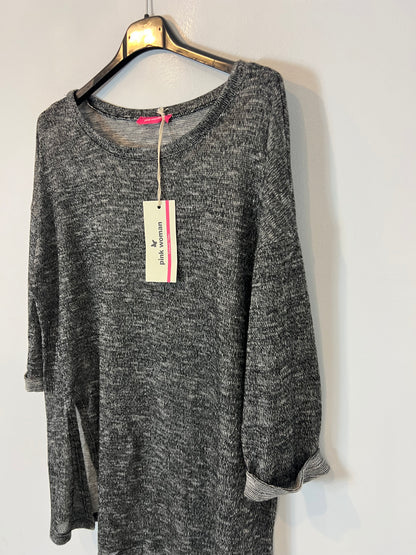 PINK WOMAN. jersey fino gris jaspeado T.l