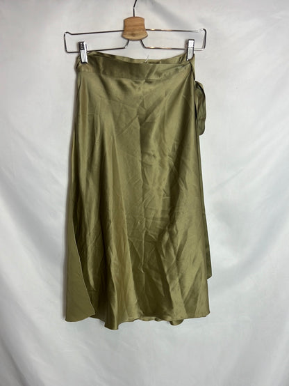 MASSCOB. Green silk sarong skirt. Size 36