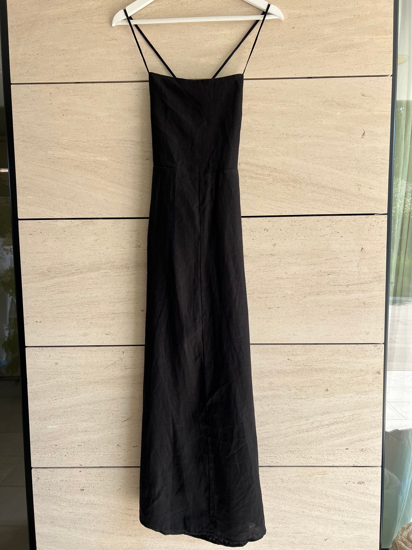 ZARA. vestido lino negro  T.s