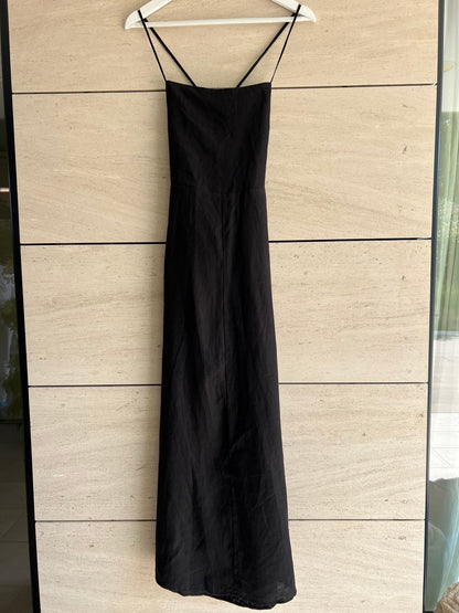 ZARA. vestido lino negro  T.s