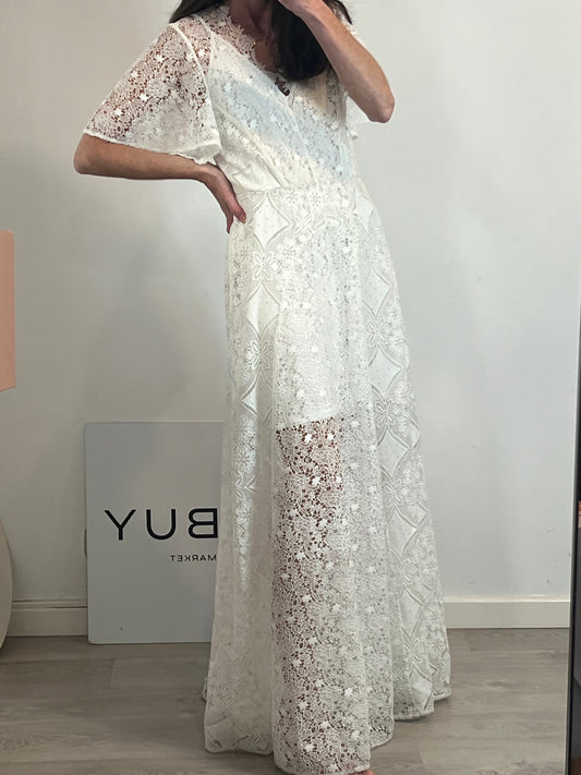 MAJE. Vestido blanco encaje