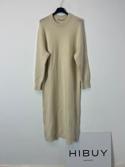 ZARA. Vestido largo beige cashmere. T S