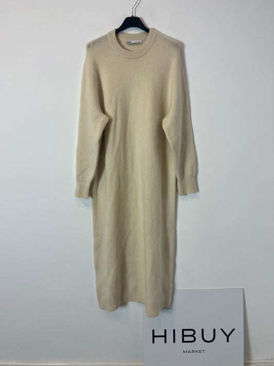 ZARA. Vestido largo beige cashmere. T S
