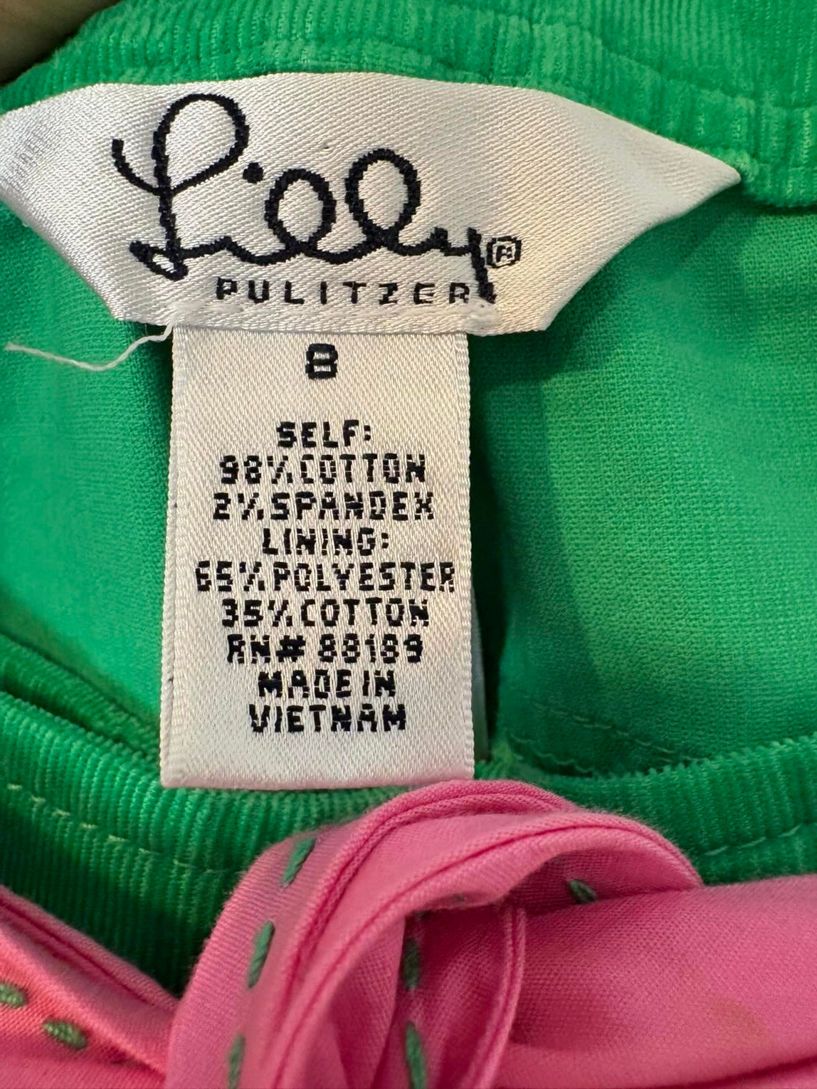 LILLY PULITZER. Pantalón verde textura Sea Horse