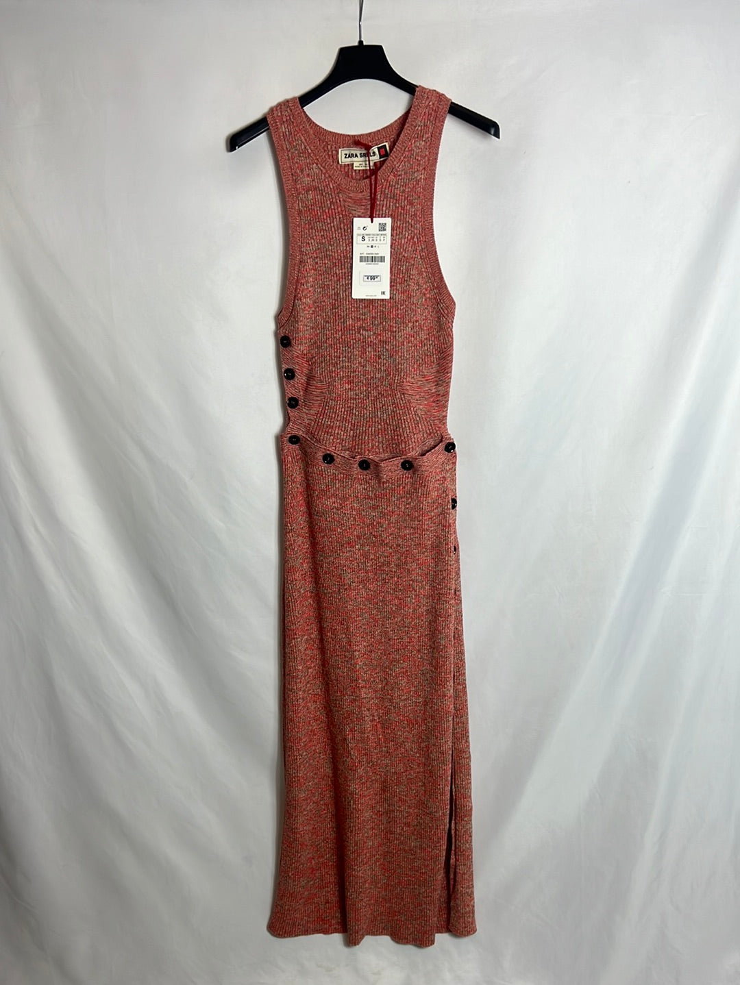 ZARA. Vestido punto jaspeado desmontable . T S