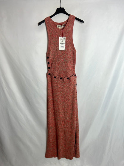 ZARA. Vestido punto jaspeado desmontable . T S