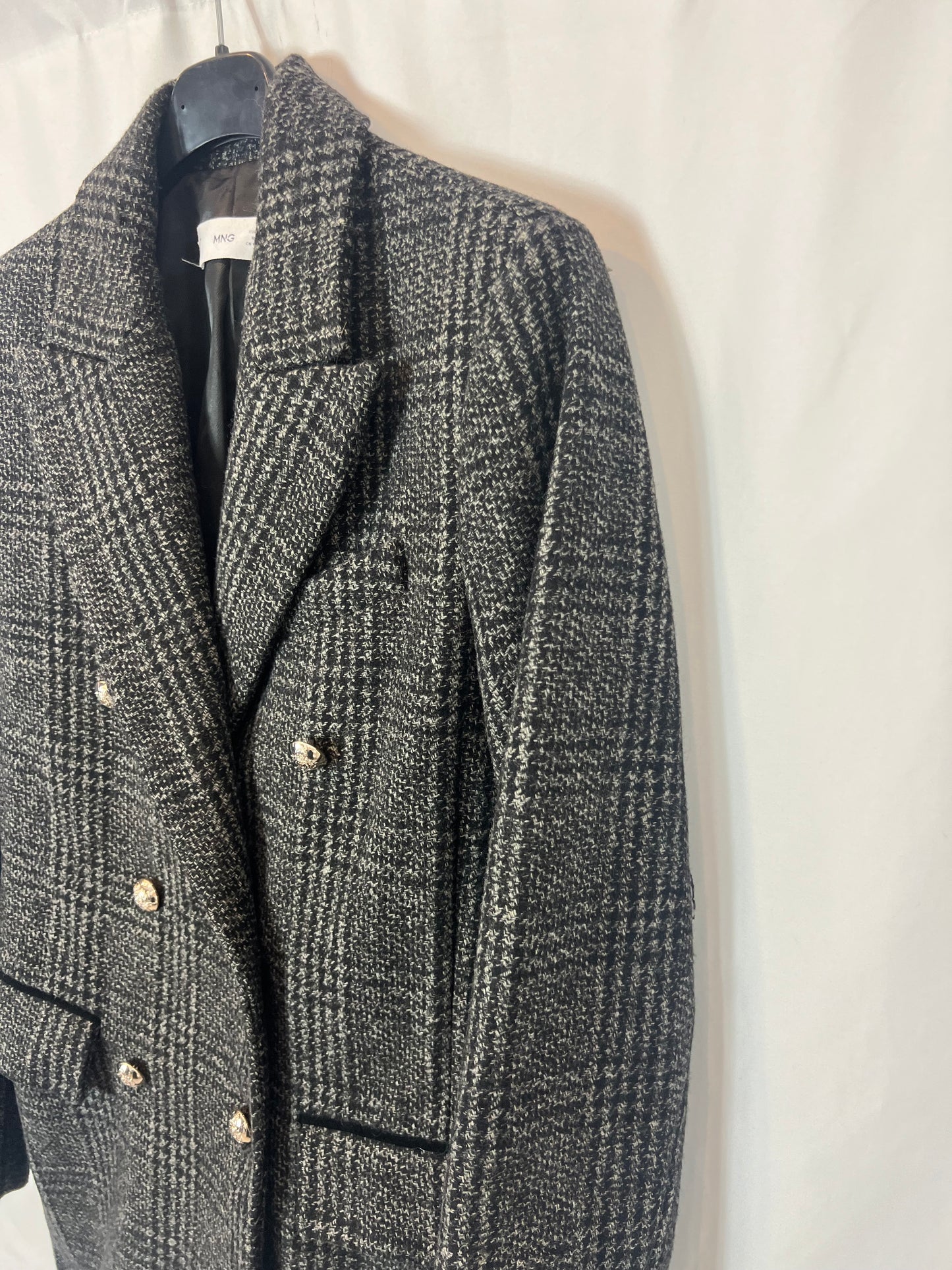 MANGO. Abrigo doble botonadura grises. T S